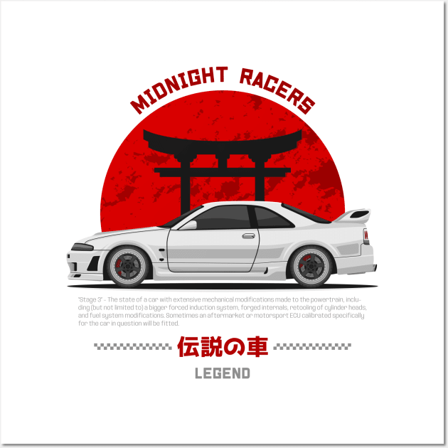 Midnight Racer White Skyline GTR R33 JDM Wall Art by GoldenTuners